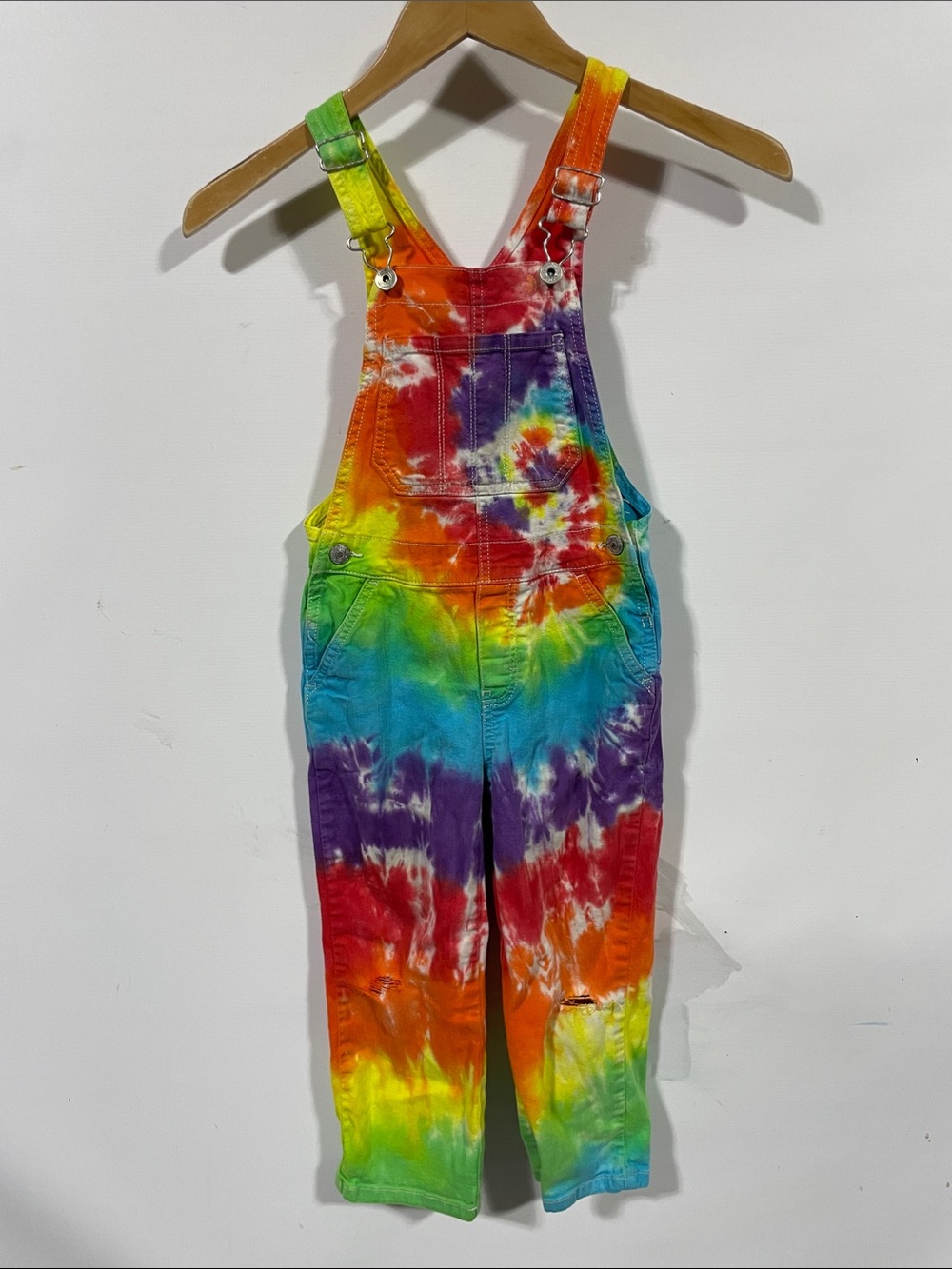 Kids Tie-Dye Rainbow Overalls - Bright Multicolor